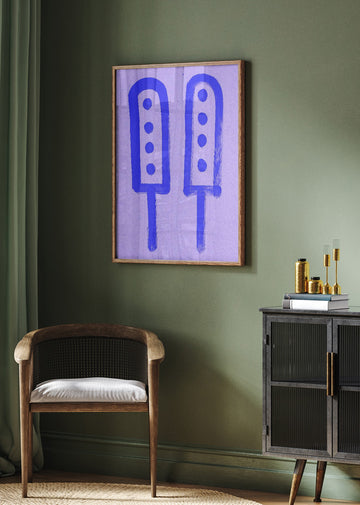 Retro Blue Ice Pops | Poster - Room Interior 2