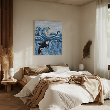 Surfer Girl and Orca | Canvas - Room Interior 2