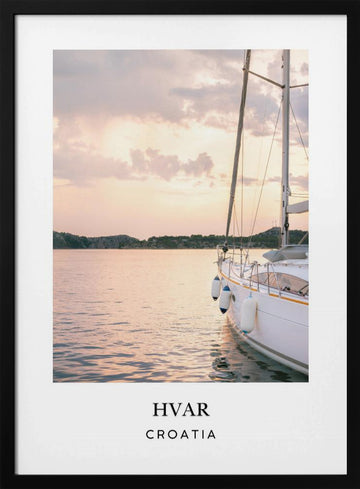 Hvar Croatia travel poster | Poster - Black Metal Frame Interior