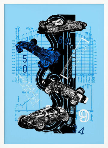 Vintage Racing Blueprints | Poster - White Frame Interior