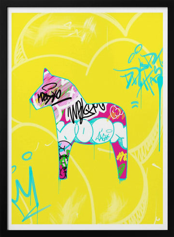 Graffiti Dala Horse | Poster - Black Metal Frame Interior