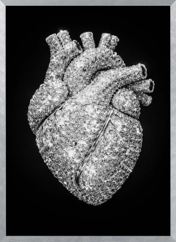 Sparkling Diamond Heart | Poster - Silver Frame Interior