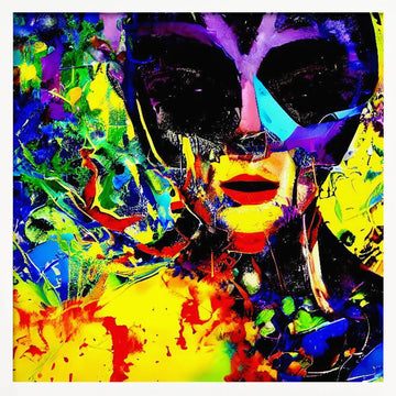 Vibrant Masked Portrait | Poster - White Frame Interior