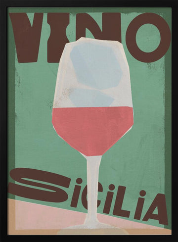 Vino Sicilia Glass | Poster - Black Metal Frame Interior