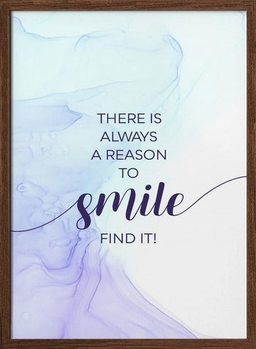 Inspirational Smile Quote | Poster - Walnut Frame Interior