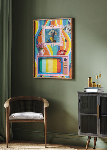 Groovy Dog Portrait | Poster - Room Interior 2