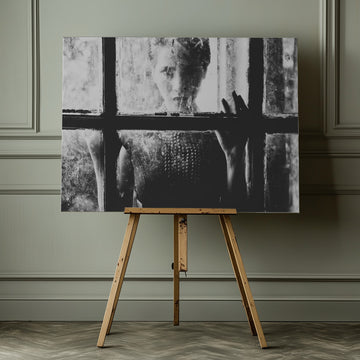 Woman Behind Dirty Glass | Canvas - Room Interior 1