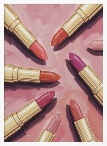 Vibrant Pink Lipsticks | Poster - White Frame Interior