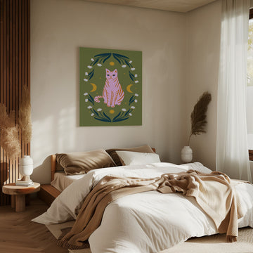 Mystic Pink Cat | Canvas - Room Interior 2