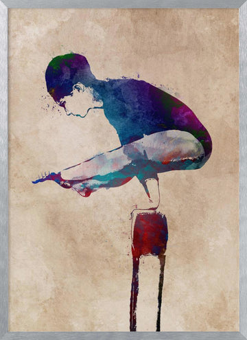 Watercolor Balance Pose | Poster - Silver Frame Interior