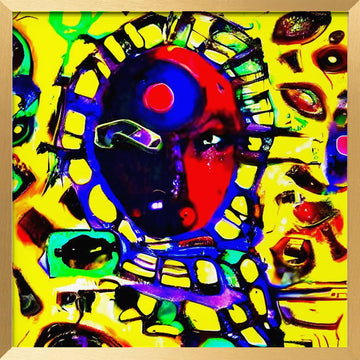 Vibrant Abstract Face | Poster - Gold Frame Interior