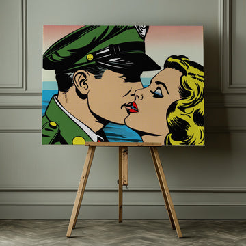 Pop Art Soldier Kiss | Canvas - Room Interior 1