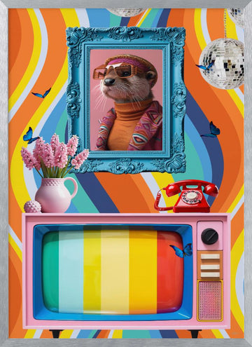 70s Funky Otter | Poster - Silver Frame Interior