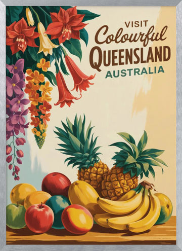 Queensland Tropical Fruit and Flowers | Poster - Silver Frame Interior