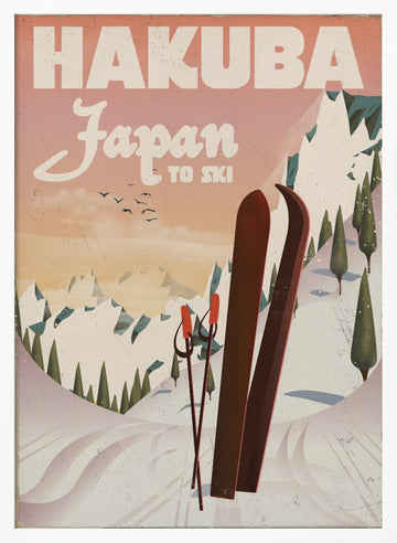 Retro Hakuba Skiing | Poster - White Frame Interior