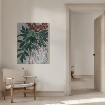 Green Leaves White Blooms | Canvas - Room Interior 1