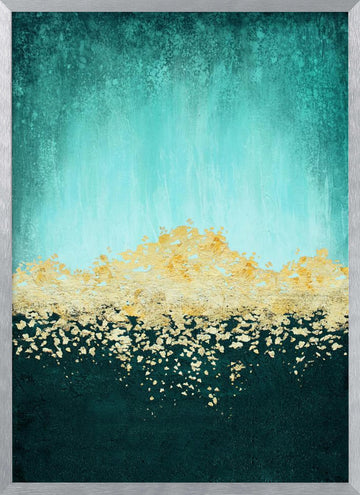 Golden Sea Glimmer | Poster - Silver Frame Interior