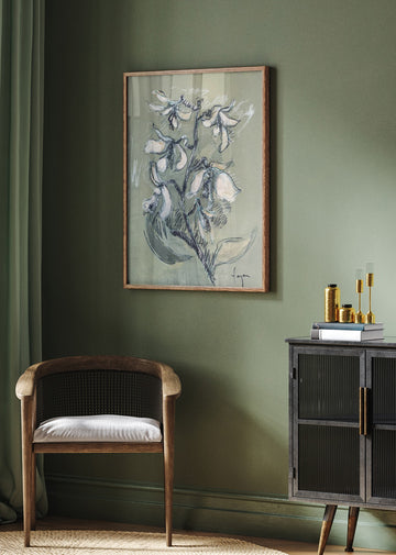 White Floral Sketch | Poster - Room Interior 2
