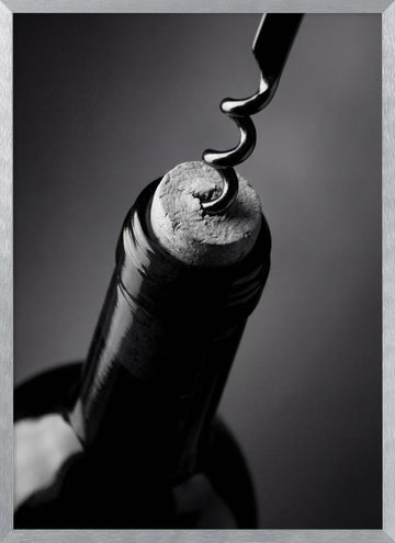 Opening Wine Bottle | Poster - Silver Frame Interior
