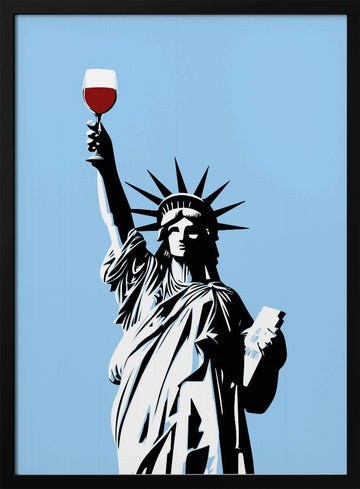 Lady Liberty Wine | Poster - Black Metal Frame Interior