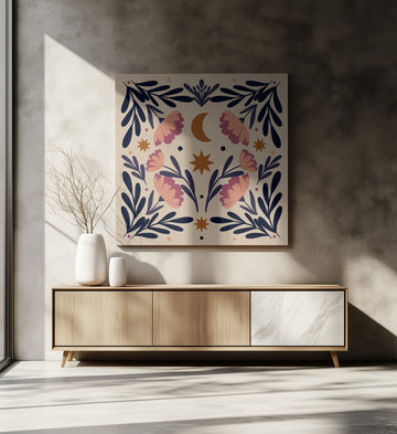 Boho Moon Flowers | Canvas - Room Interior 2