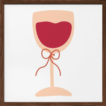 Romantic Red Wine Glass | Poster - Walnut Frame Interior