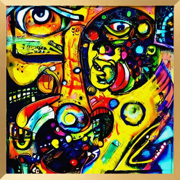 Vibrant Abstract Faces | Poster - Gold Frame Interior