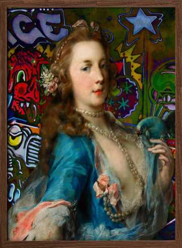 Rococo Lady Graffiti | Poster - Walnut Frame Interior