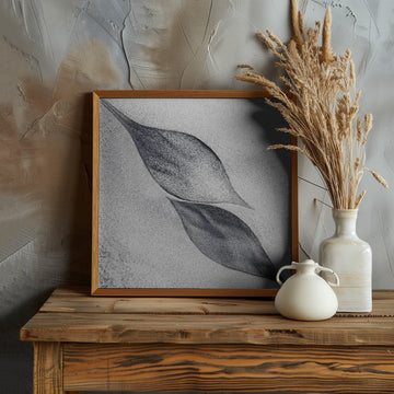 Grey Organic Leaves | Poster - Room Interior 1