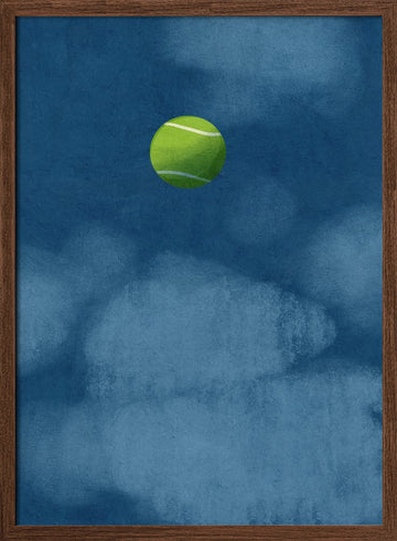 Floating Tennis Ball | Poster - Walnut Frame Interior