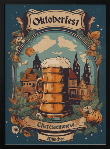 Oktoberfest Beer Stein Munich | Poster - Black Metal Frame Interior