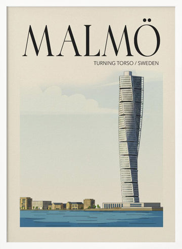 Malmö Travel Poster | Poster - White Frame Interior