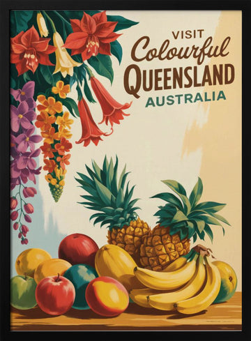 Queensland Tropical Fruit and Flowers | Poster - Black Metal Frame Interior