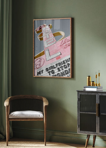 Pink Retro Motel Sign | Poster - Room Interior 2