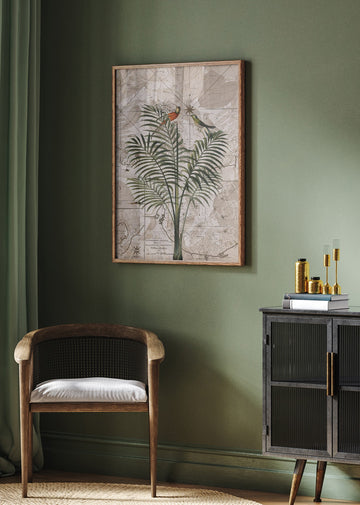 Tropical Birds on Vintage Map | Poster - Room Interior 2