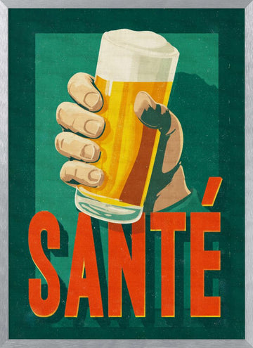 Santé Beer Toast | Poster - Silver Frame Interior