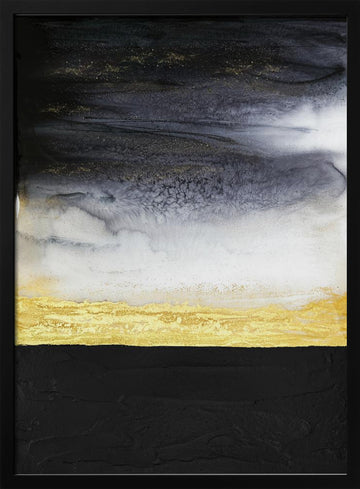 Black Gold Abstract Flow | Poster - Black Metal Frame Interior