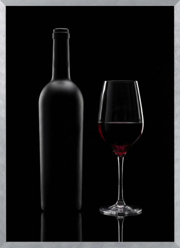 Red Wine Still Life | Poster - Silver Frame Interior