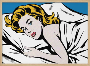 Pop Art Woman In Bed | Poster - Wood Frame Interior