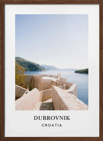 Wall of Dubrovnik Croatia Travel poster | Poster - Walnut Frame Interior