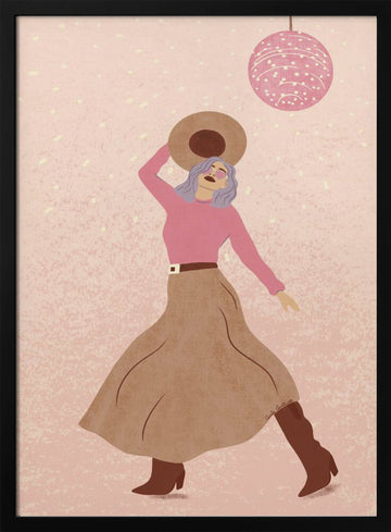 Disco Cowgirl 1 | Poster - Black Metal Frame Interior