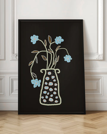 Blue Flowers In Decorative Vase | Poster - Room Interior 1