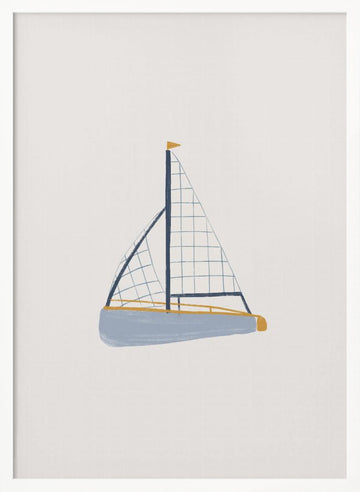 Blue Sailboat Illustration | Poster - White Frame Interior