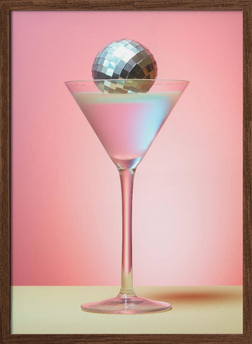 Pink Disco Martini | Poster - Walnut Frame Interior