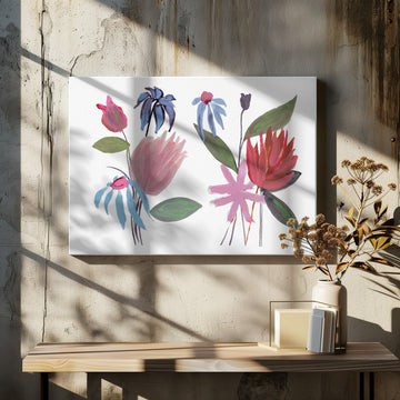 Vibrant Abstract Flowers | Canvas - Room Interior 2