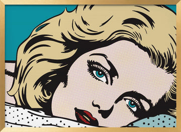 Pensive Pop Art Woman | Poster - Gold Frame Interior