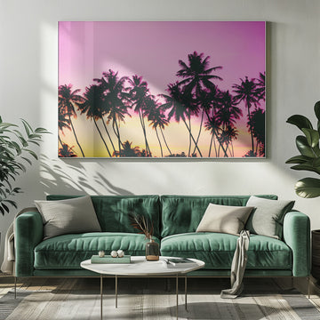 Pink Sky Palm Trees | Poster - Room Interior 1