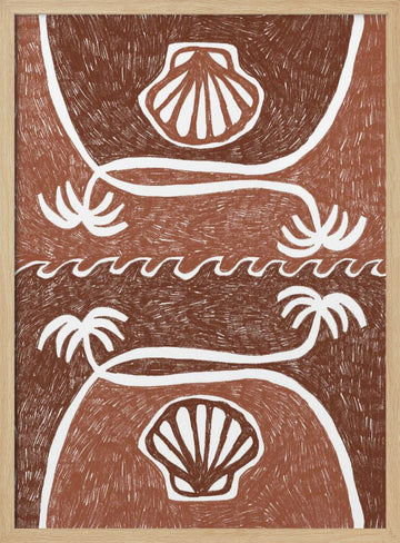 Tropical Beach Scallops | Poster - Wood Frame Interior