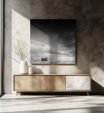 Black Church Under Dark Sky | Canvas - Room Interior 2