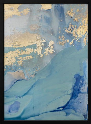 Golden Wavescape | Poster - Black Metal Frame Interior